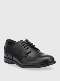 START-RITE Brogue Jnr Black Leather Lace Up School Shoes 3