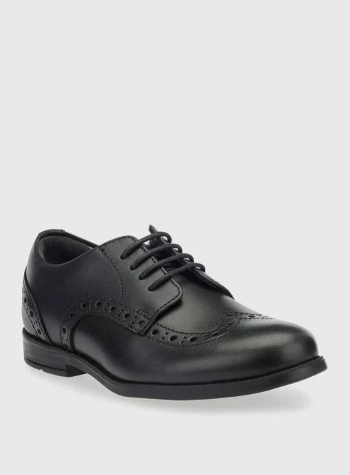 START-RITE Brogue Jnr Black Leather Lace Up School Shoes 3