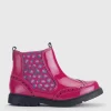 START-RITE Chelsea Brogue Cherry Red Patent Leather Zip Up Boots 1