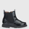 START-RITE Chelsea Brogue Black Patent Leather Zip Up Boots 1