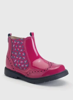 START-RITE Chelsea Brogue Cherry Red Patent Leather Zip Up Boots 1