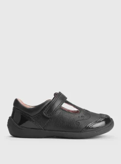 START-RITE Dazzle Black Leather T Bar School Shoes 10.5 Infant
