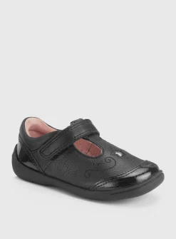START-RITE Dazzle Black Leather T Bar School Shoes 10.5 Infant