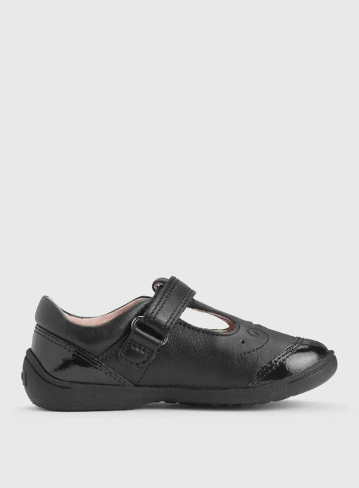 START-RITE Dazzle Black Leather T Bar School Shoes 10.5 Infant