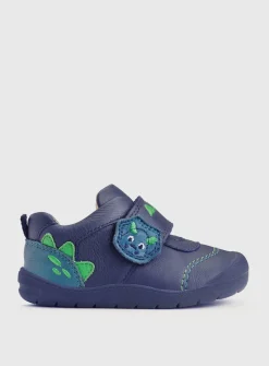 START-RITE Dino Foot Blue Leather First Steps Shoes 6 Infant
