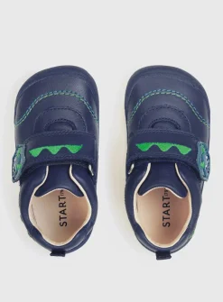START-RITE Dino Foot Blue Leather First Steps Shoes 6 Infant