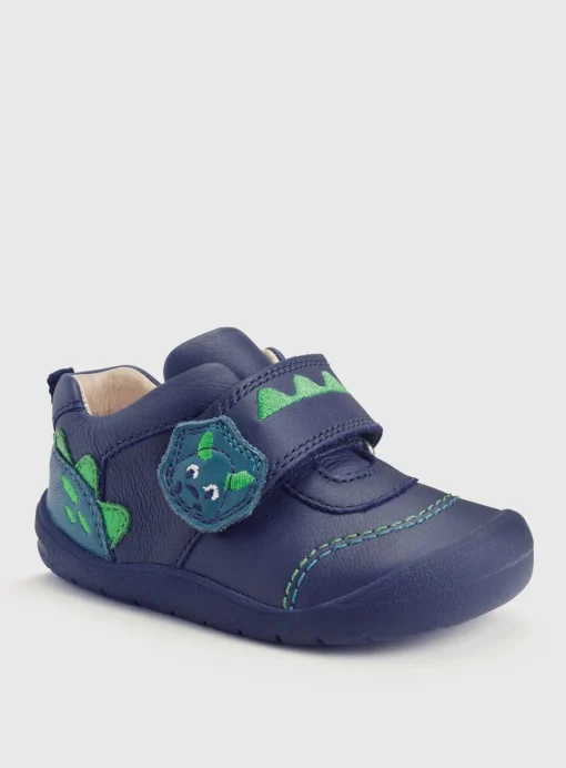 START-RITE Dino Foot Blue Leather First Steps Shoes 6 Infant