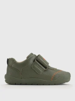 START-RITE Dino Foot Khaki/Orange Leather First Steps Shoes 5.5 Infant