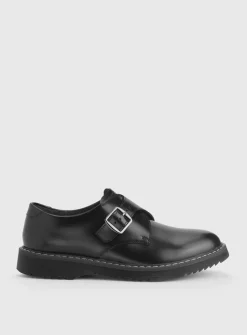 START-RITE Eclipse Black Leather Chunky Buckle Up School Shoes 5