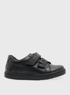 START-RITE Explore Black Leather Double Rip Tape School Shoes 8 Infant