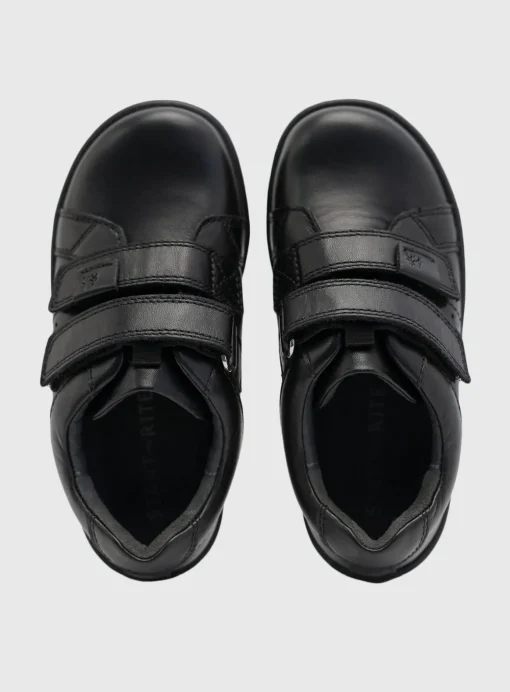 START-RITE Explore Black Leather Double Rip Tape School Shoes 8 Infant
