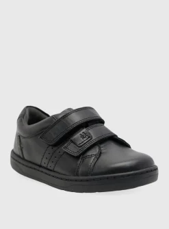 START-RITE Explore Black Leather Double Rip Tape School Shoes 8 Infant