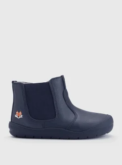 START-RITE First Chelsea Navy/Fox Leather Zip Up Boots 4.5 Infant
