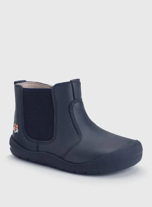 START-RITE First Chelsea Navy/Fox Leather Zip Up Boots 4.5 Infant