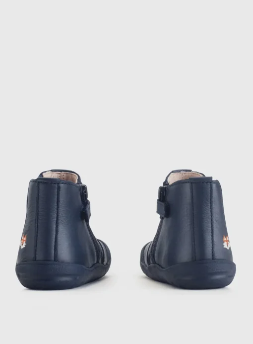 START-RITE First Chelsea Navy/Fox Leather Zip Up Boots 4.5 Infant