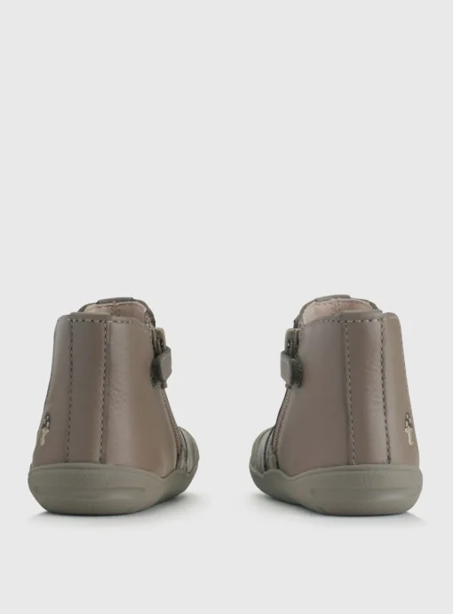 START-RITE First Chelsea Taupe/Mushroom Leather Zip Up Boots 4 Infant