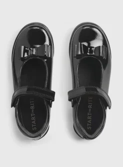 START-RITE Flourish Bow Black Patent Leather Mary Jane School Shoes 13 Infant