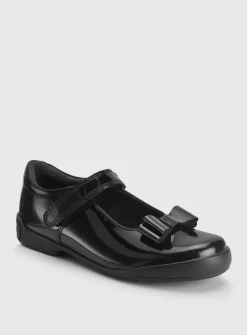 START-RITE Flourish Bow Black Patent Leather Mary Jane School Shoes 13 Infant