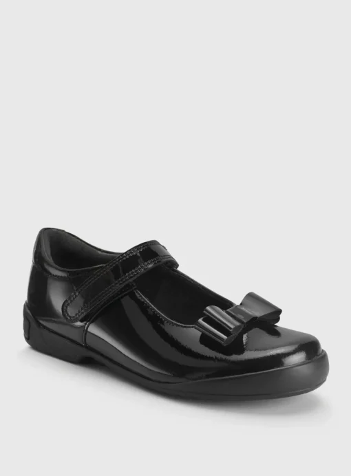 START-RITE Flourish Bow Black Patent Leather Mary Jane School Shoes 13 Infant