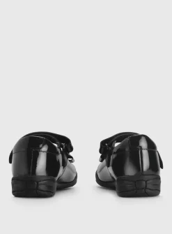 START-RITE Flourish Bow Black Patent Leather Mary Jane School Shoes 13 Infant