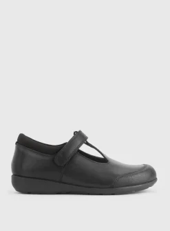 START-RITE Globe Black Leather Dual Fit T Bar School Shoes 11 Infant