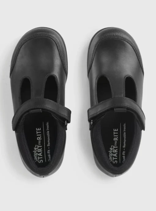 START-RITE Globe Black Leather Dual Fit T Bar School Shoes 11 Infant
