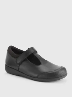 START-RITE Globe Black Leather Dual Fit T Bar School Shoes 11 Infant