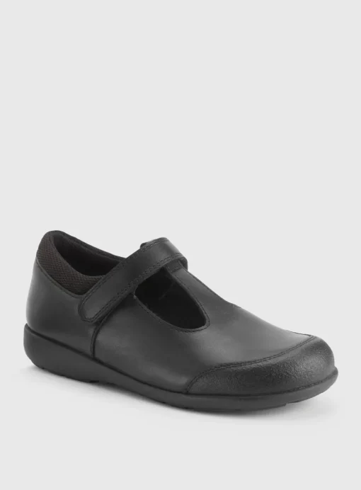 START-RITE Globe Black Leather Dual Fit T Bar School Shoes 11 Infant