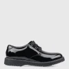 START-RITE Impact Black Patent Leather Lace Up School Shoes 2.5