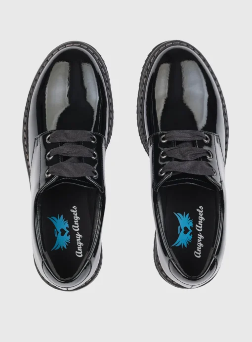 START-RITE Impact Black Patent Leather Lace Up School Shoes 2.5