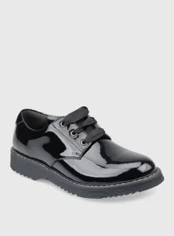 START-RITE Impact Black Patent Leather Lace Up School Shoes 2.5