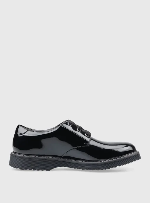 START-RITE Impact Black Patent Leather Lace Up School Shoes 2.5