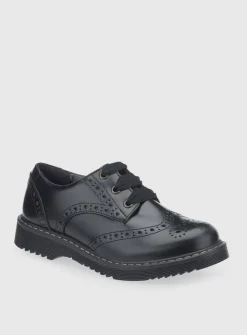 START-RITE Impulsive Brogue Black Leather Lave Up School Shoes 2.5
