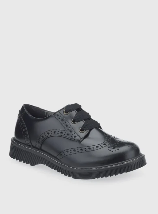 START-RITE Impulsive Brogue Black Leather Lave Up School Shoes 2.5