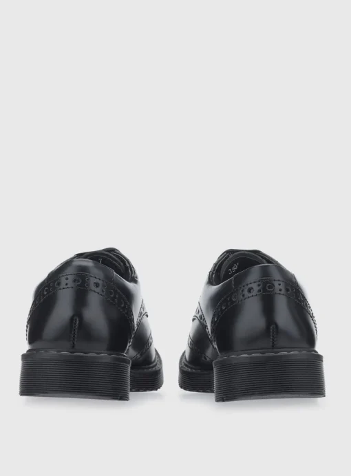 START-RITE Impulsive Brogue Black Leather Lave Up School Shoes 2.5