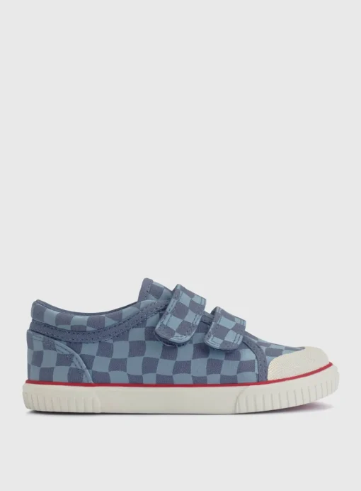 START-RITE Kicks Blue Check Double Strap Canvas Shoes 12.5 Infant