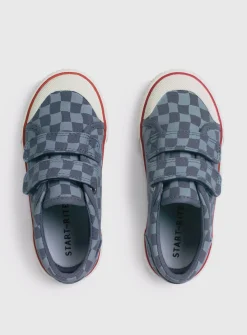 START-RITE Kicks Blue Check Double Strap Canvas Shoes 12.5 Infant