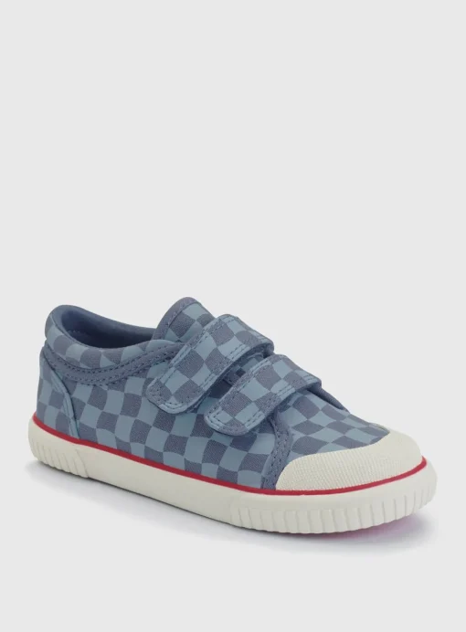 START-RITE Kicks Blue Check Double Strap Canvas Shoes 12.5 Infant