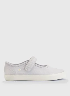 START-RITE Lemonade Silver Glitter Mary Jane Canvas Shoes 8 Infant