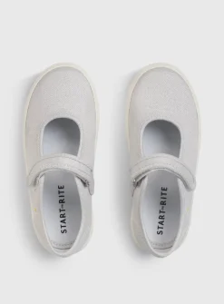 START-RITE Lemonade Silver Glitter Mary Jane Canvas Shoes 8 Infant