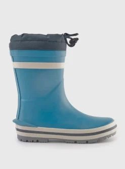 START-RITE Little Puddle Blue Tie Top Cosy Wellies 6 Infant