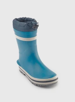 START-RITE Little Puddle Blue Tie Top Cosy Wellies 6 Infant