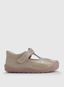 START-RITE Party Taupe Patent Leather T Bar First Steps Shoes 3.5 Infant