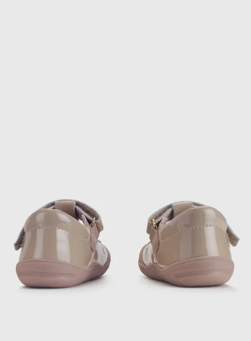 START-RITE Party Taupe Patent Leather T Bar First Steps Shoes 3.5 Infant