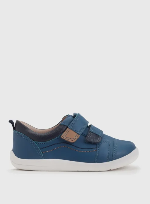START-RITE Play house Blue Leather Rip Tape Pre School Trainer Shoes 4.5 Infant