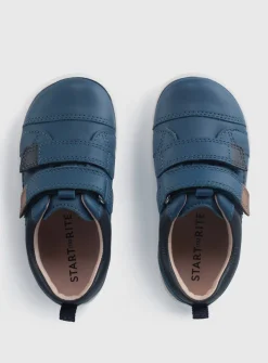 START-RITE Play house Blue Leather Rip Tape Pre School Trainer Shoes 4.5 Infant