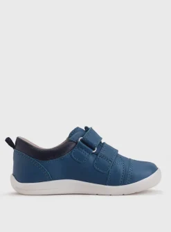 START-RITE Play house Blue Leather Rip Tape Pre School Trainer Shoes 4.5 Infant