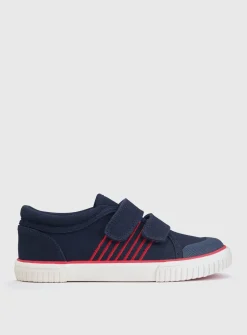 START-RITE Sandy Beach Navy Double Strap Canvas Shoes 8 Infant