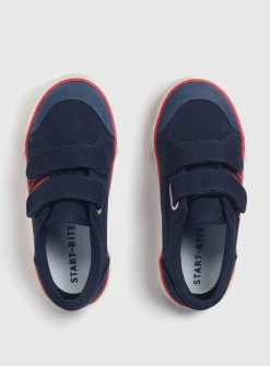 START-RITE Sandy Beach Navy Double Strap Canvas Shoes 8 Infant