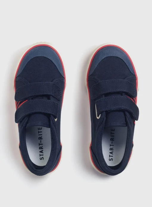 START-RITE Sandy Beach Navy Double Strap Canvas Shoes 8 Infant